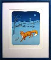 Iva Hüttnerová - Liška na sněhu - grafika 